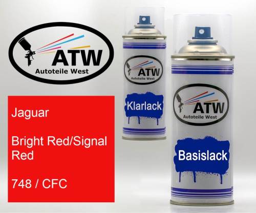 Jaguar, Bright Red/Signal Red, 748 / CFC: 400ml Sprühdose + 400ml Klarlack - Set, von ATW Autoteile West.